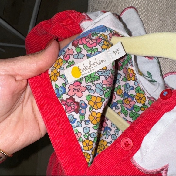 Mini Boden corduroy dress embroidered collar scalloped long sleeve toddler girl - Picture 4 of 7